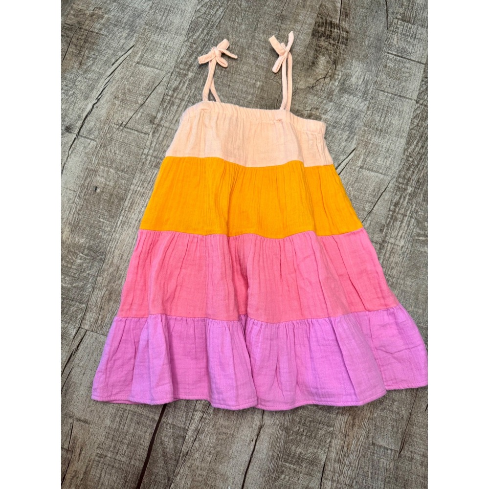 Baby Gap Toddler Girls Tiered Cotton Gauze Dress Colorblock Tie Strap Size 2T